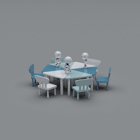 Charming Children's Desk and Chair Combo 3D Model