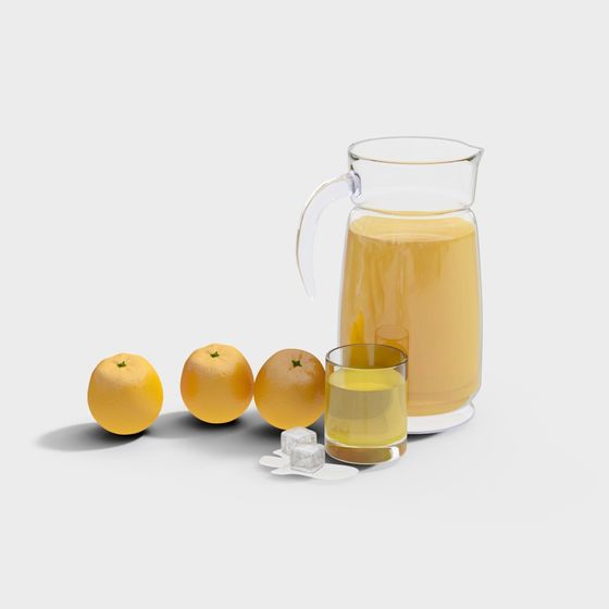 Fresh Orange Fruit Juice 3D Model for Refreshing Beverages