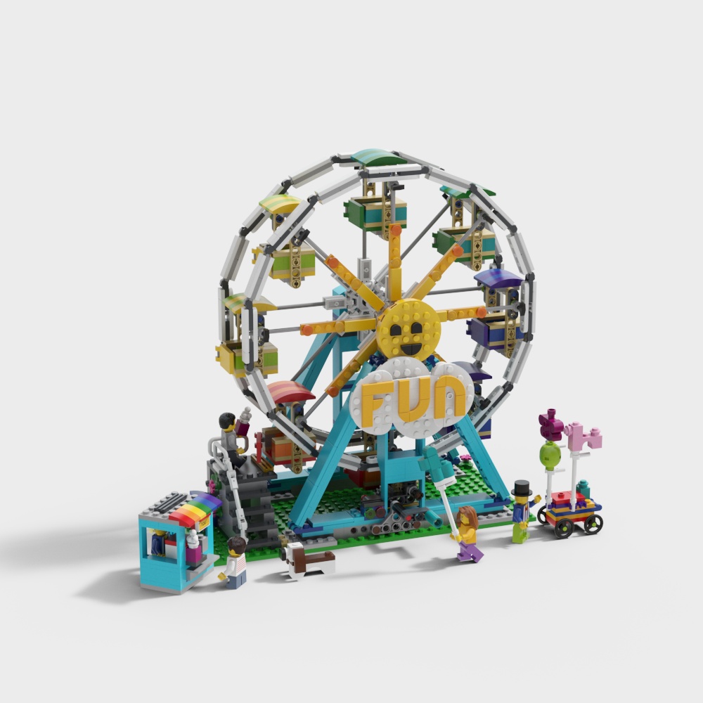 Ferris Wheel Fun 3D Model – Colorful Low-Poly Design