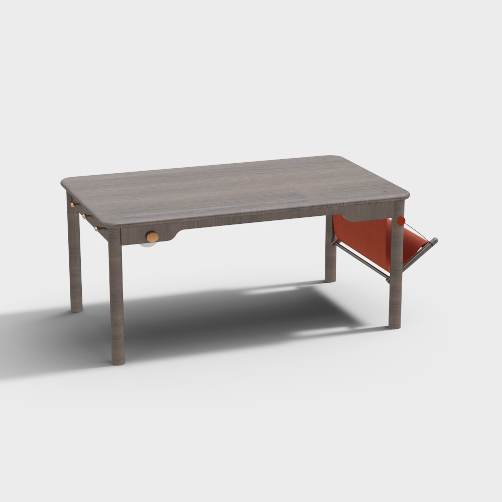 Urban Corner Coffee Table 3D Model – Low-Poly Wood & Metal