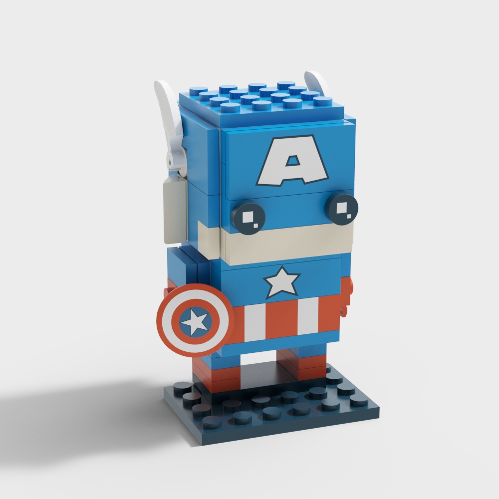 Low-Poly Cute Block Captain America 3D model