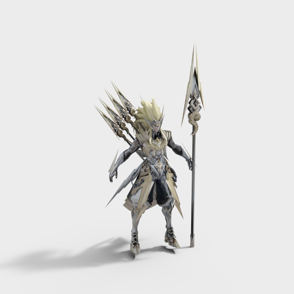 Detailed Low-Poly Warrior Character 3D model