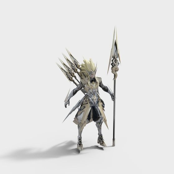 Detailed Low-Poly Warrior Character 3D model