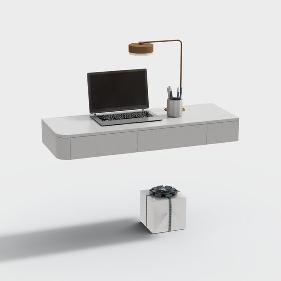 Futuristic Floating Desk and Gift Box Set 3D model