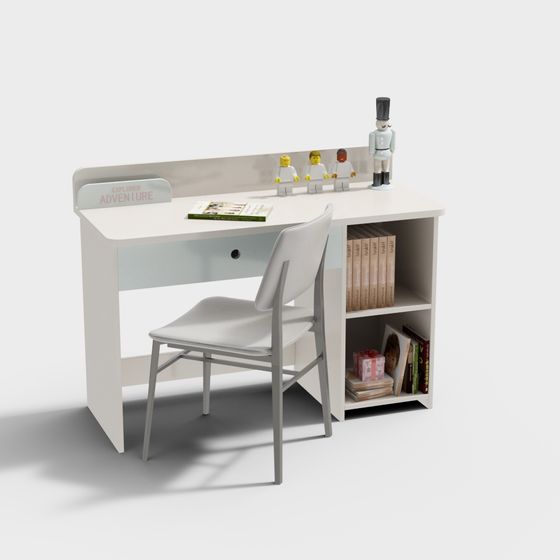Student Desk 3D model in Modern Minimalist Style