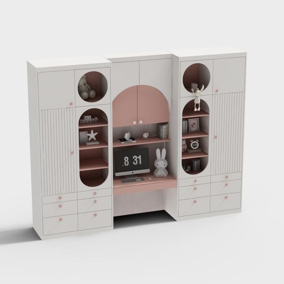 Whimsical Desk Cabinet 3D model for Modern Homes