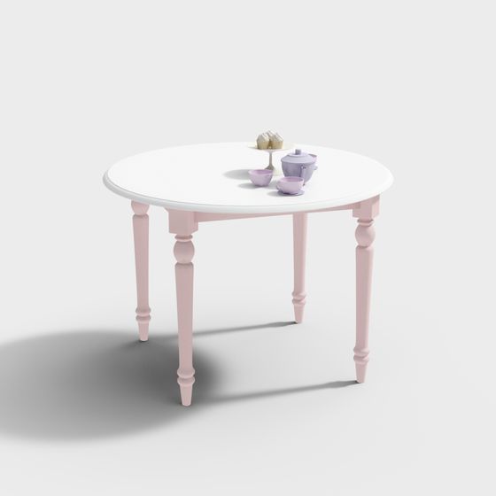 Whimsical Pink Round Table 3D model