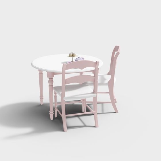 Charming Pink 3D Table and Chair Set Model