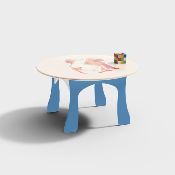 Colorful Children's Round Table 3D model