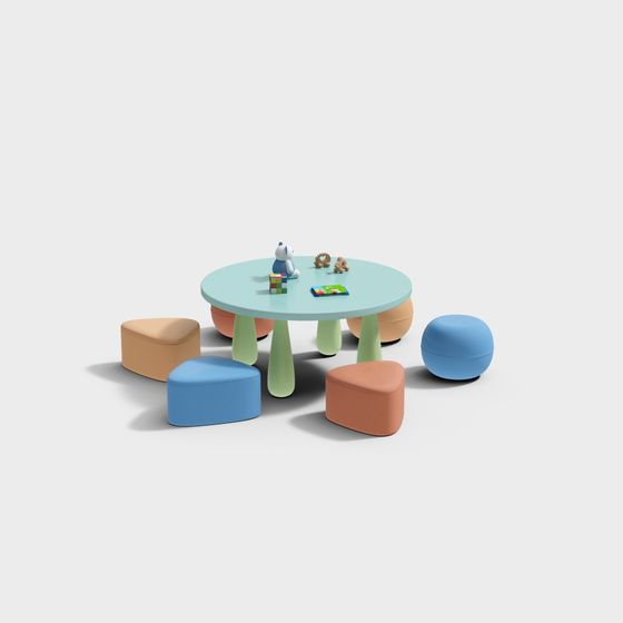 Children's Play Table and Chair Set 3D model
