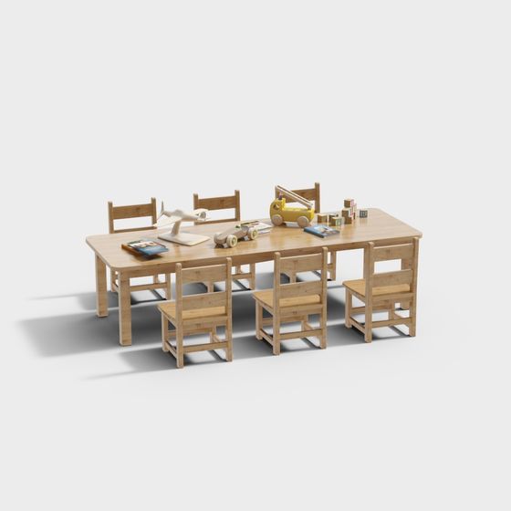Children's Study Desk and Chair Set 3D model