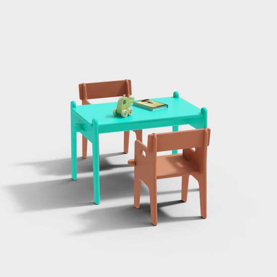 Colorful Children's Table and Chair Set 3D model