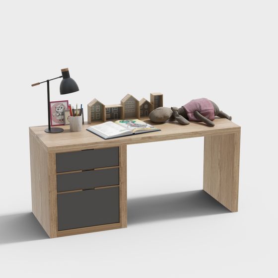 Modern Minimalist Children's Study Desk 3D model