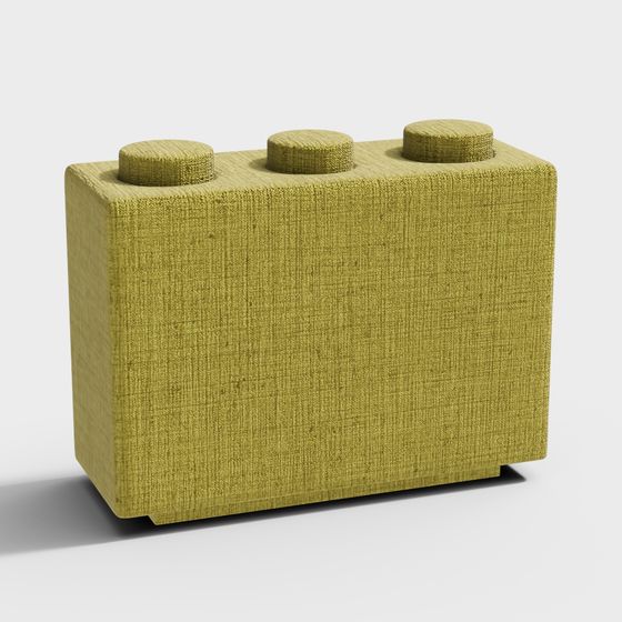 Unique Block Sofa 3D model in Olive Green