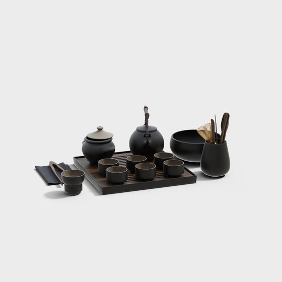 Elegant Eastern Tea Set 3D model