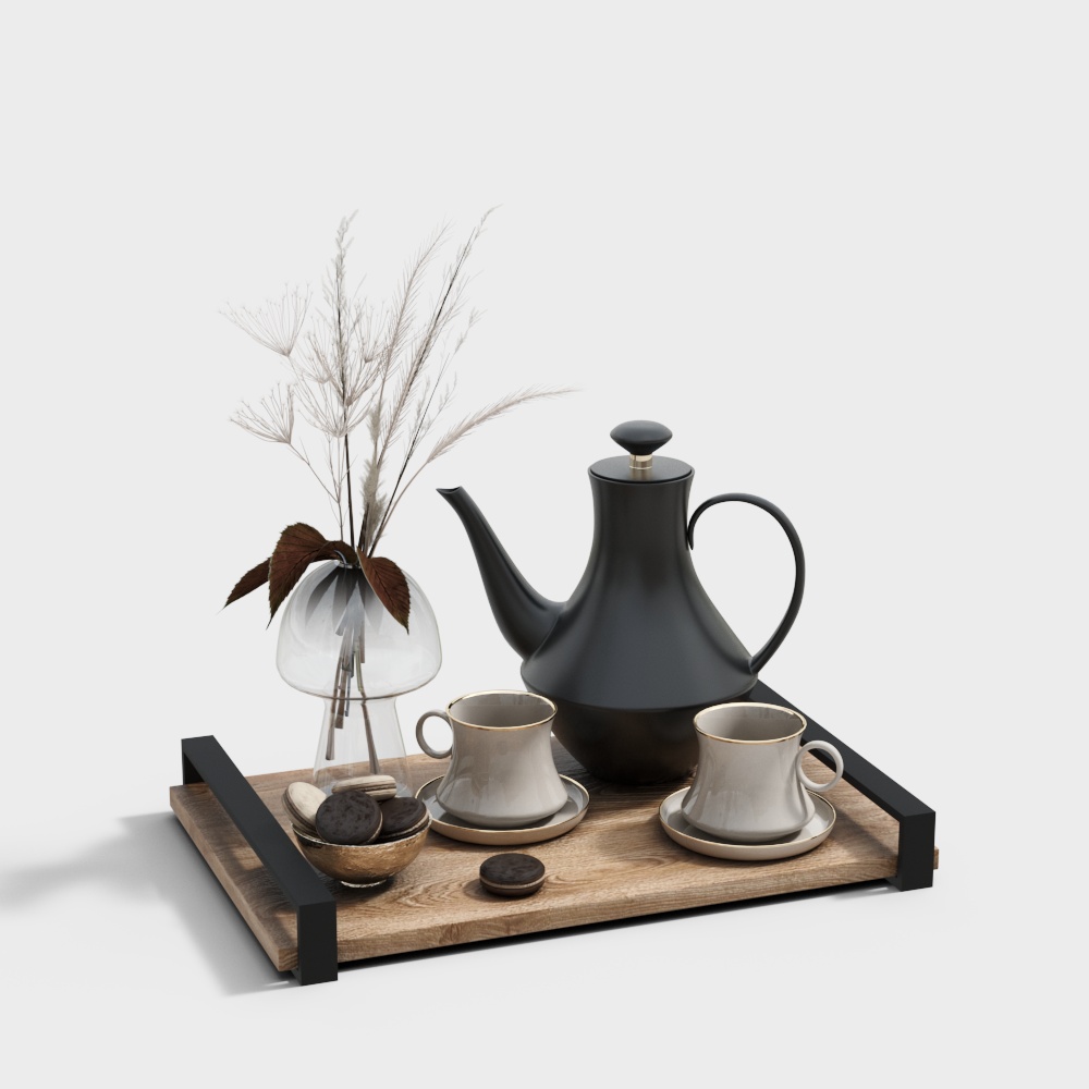 Elegant Minimalist Tea Set 3D model