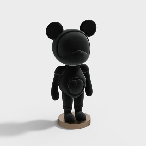 Cute Black Bear Doll Low-Poly 3D Model