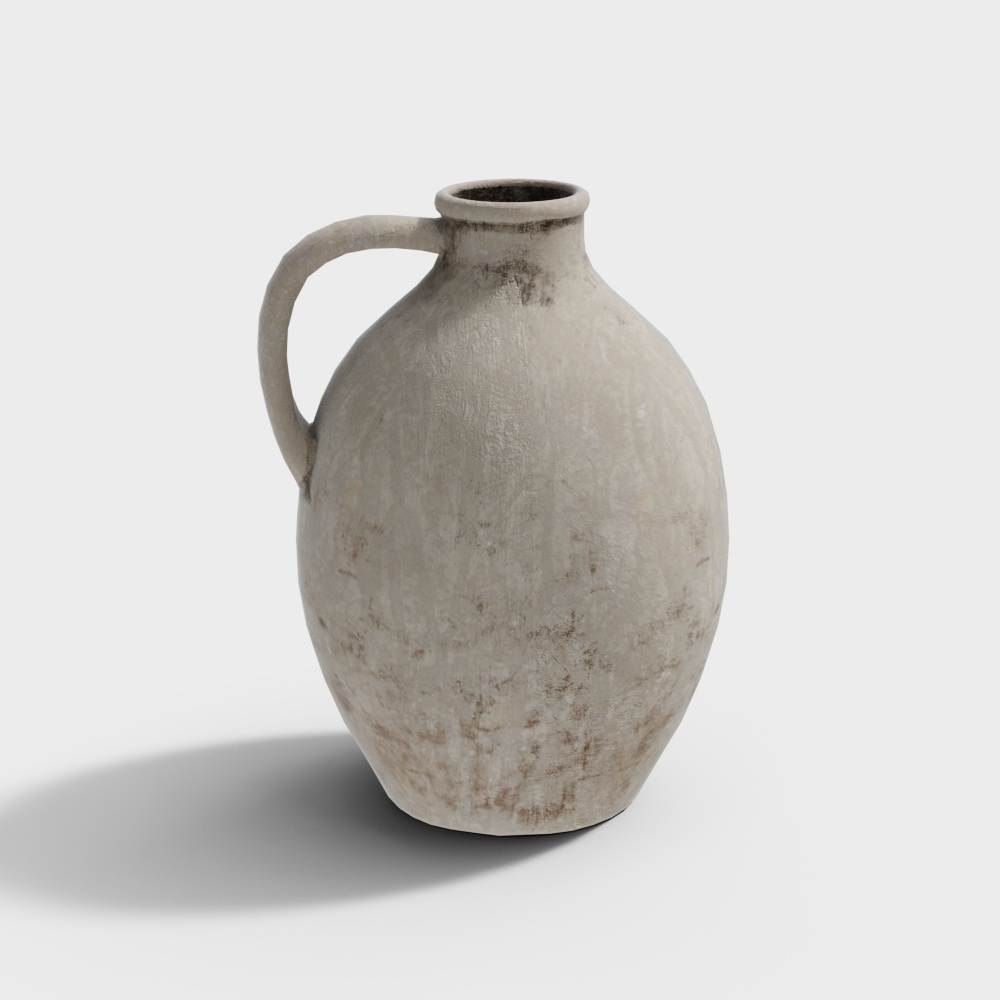 Antique Teapot 3D Model – Textured Off-White Design