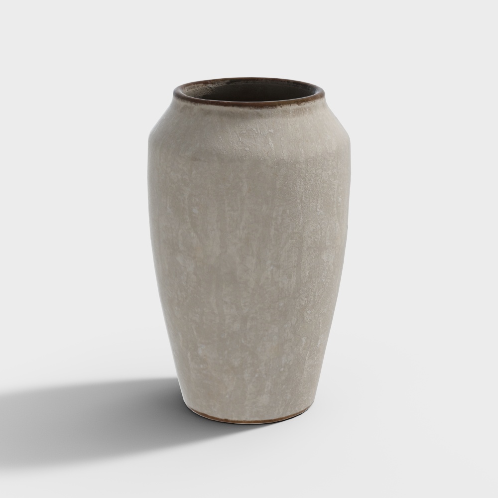 Elegant Low-Poly Ceramic Vase 3D Model – Beige Ceramic