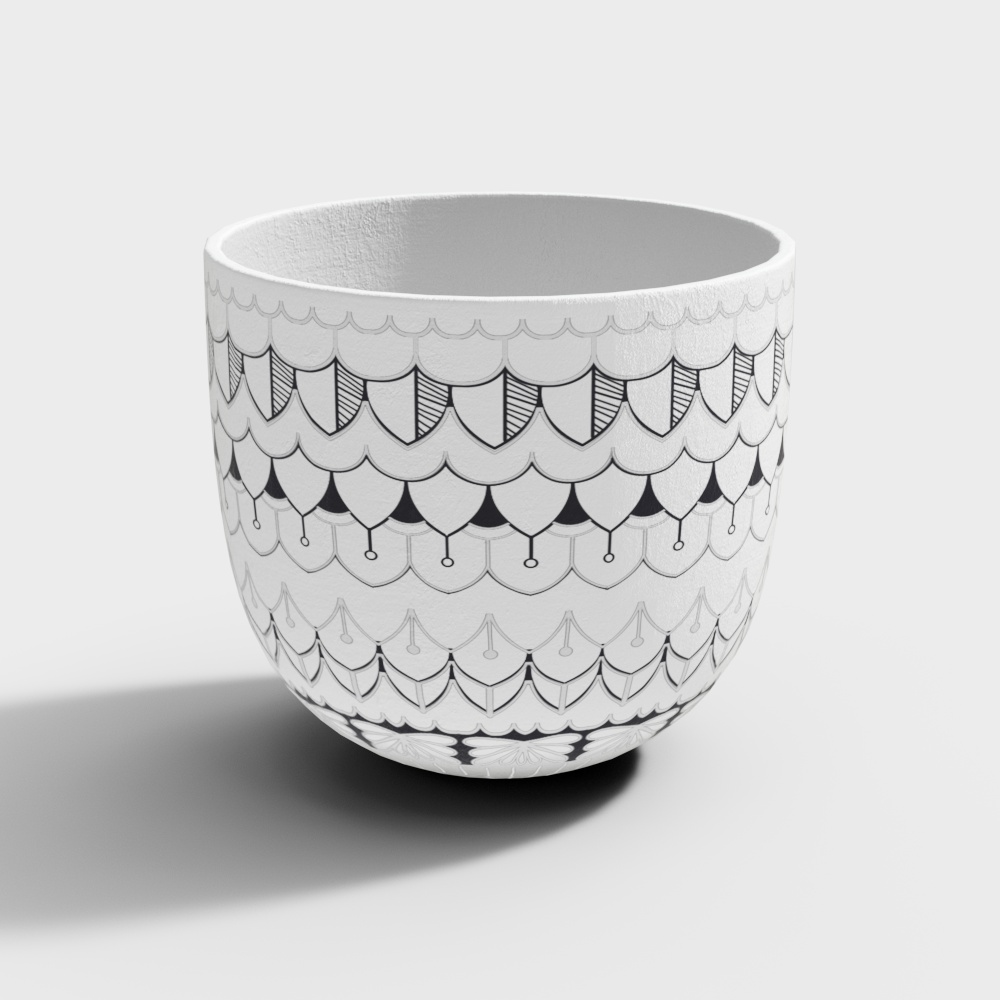 Wavy Pattern Flower Pot 3D Model – Low-Poly Decorative Planter