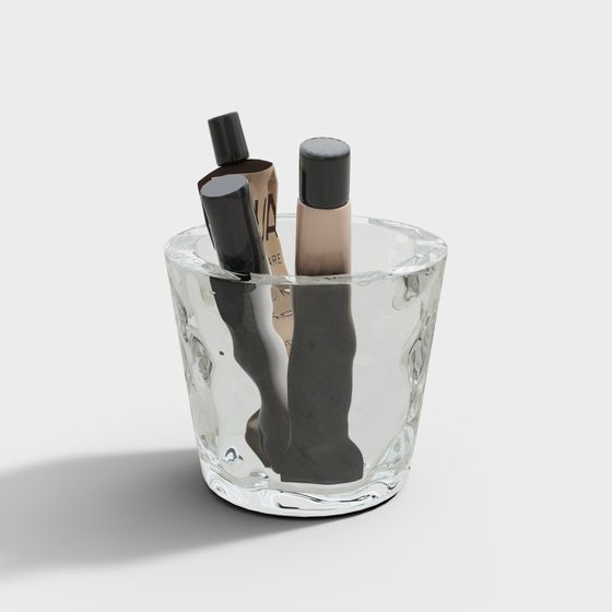Elegant Glass Makeup Storage Cup 3D model