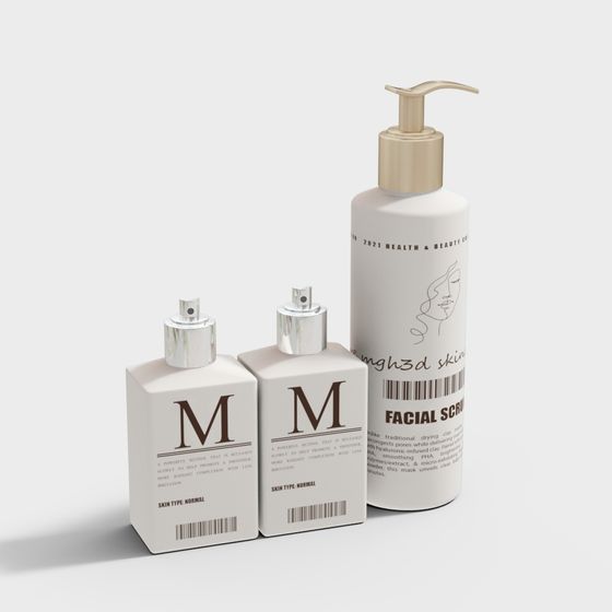 Skin Care Trio 3D model for Designers and Developers