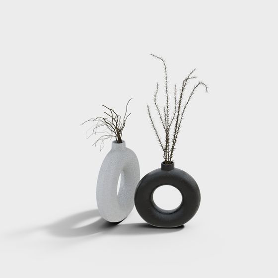 Chic Circular Vase 3D model for Interior Design
