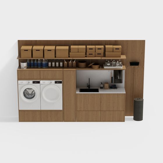 Stylish Laundry Room 3D model for Modern Interiors