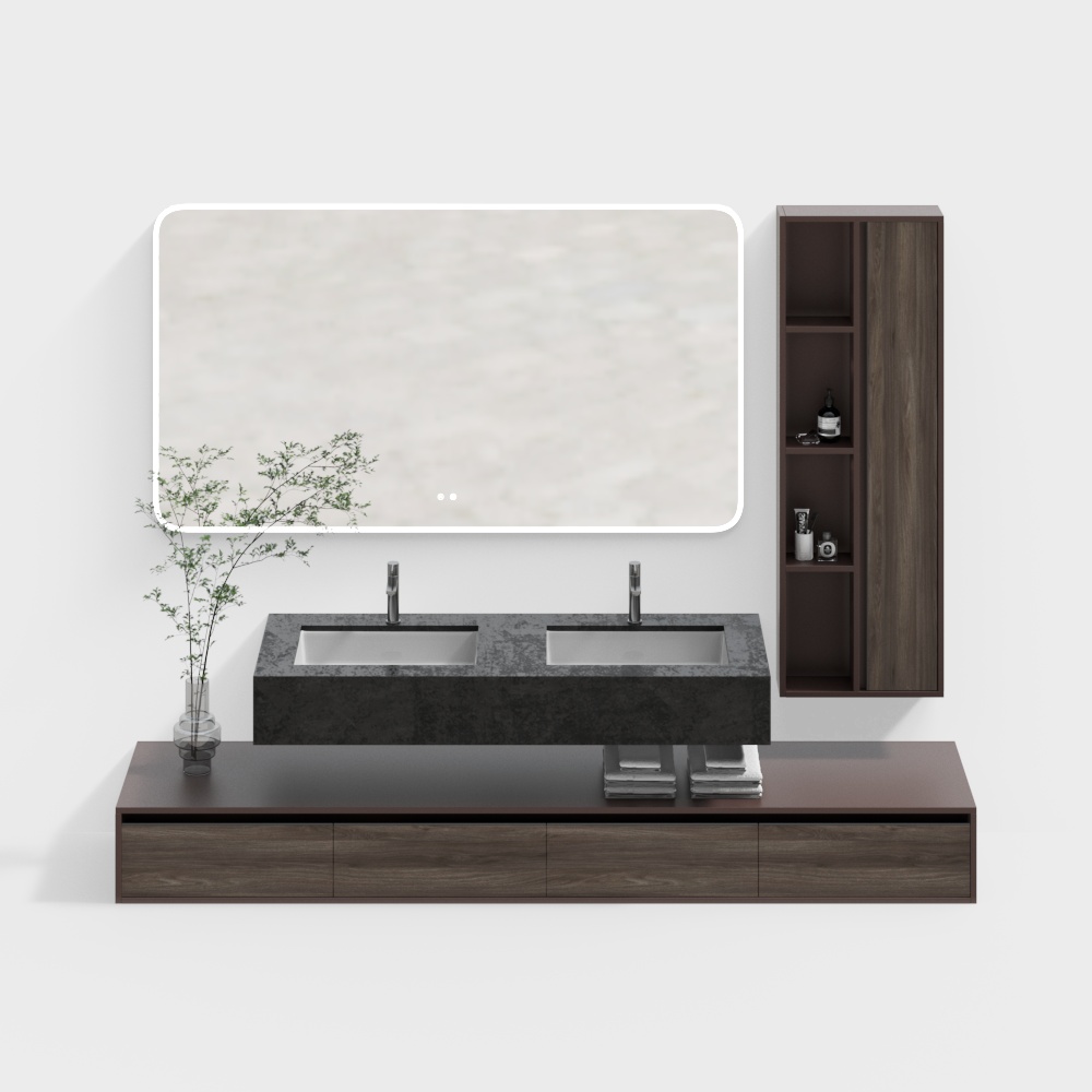 Tủ phòng tắm chậu đôi hiện đại