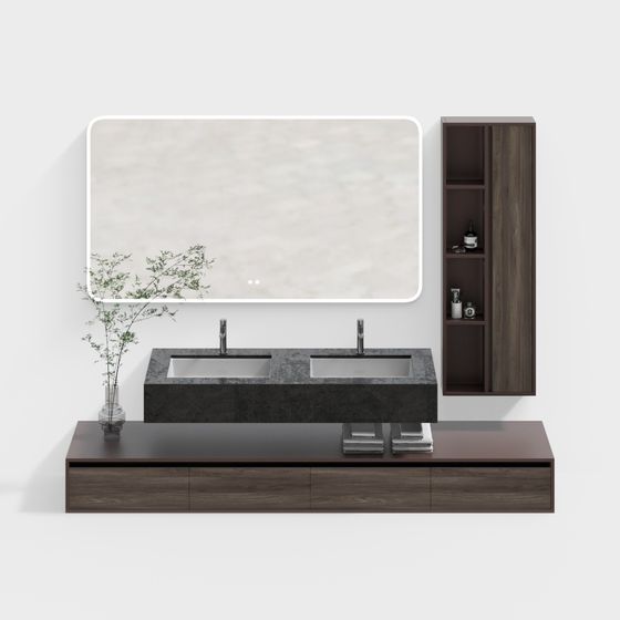 Tủ phòng tắm chậu đôi hiện đại