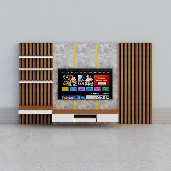 Black TV Units 3D Model for Modern Living Rooms
