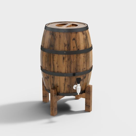 Vintage Rain Barrel 3D model