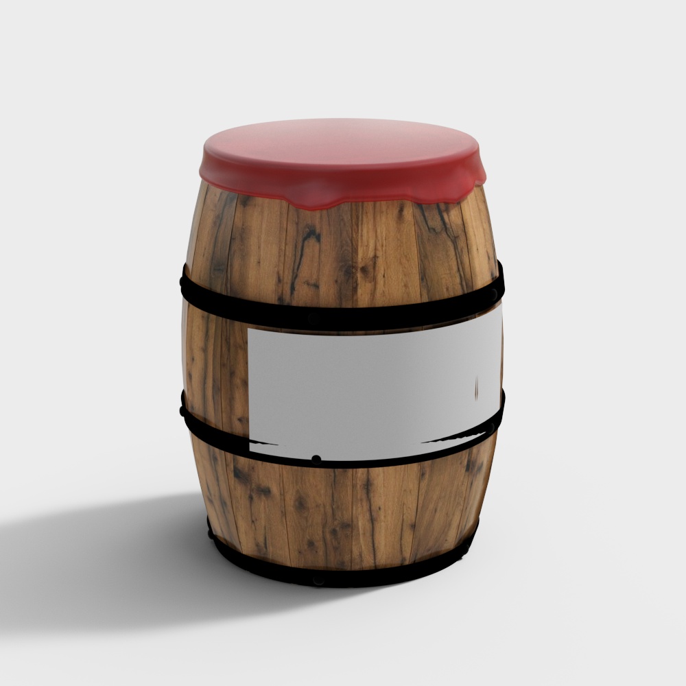 Charming Low Poly Wooden Barrel 3D model