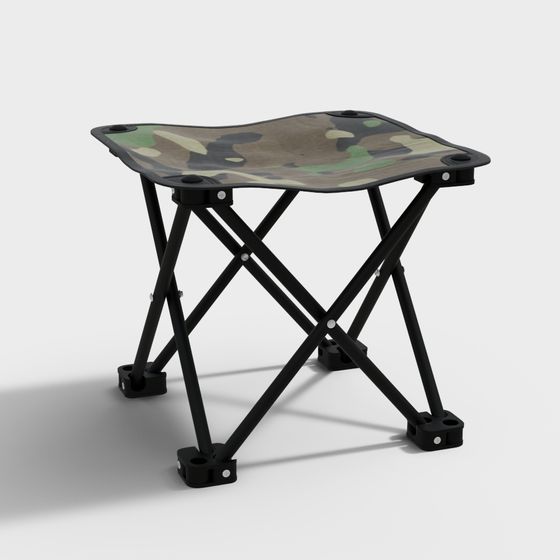 Camouflage Folding Stool 3D model for Outdoor Designs