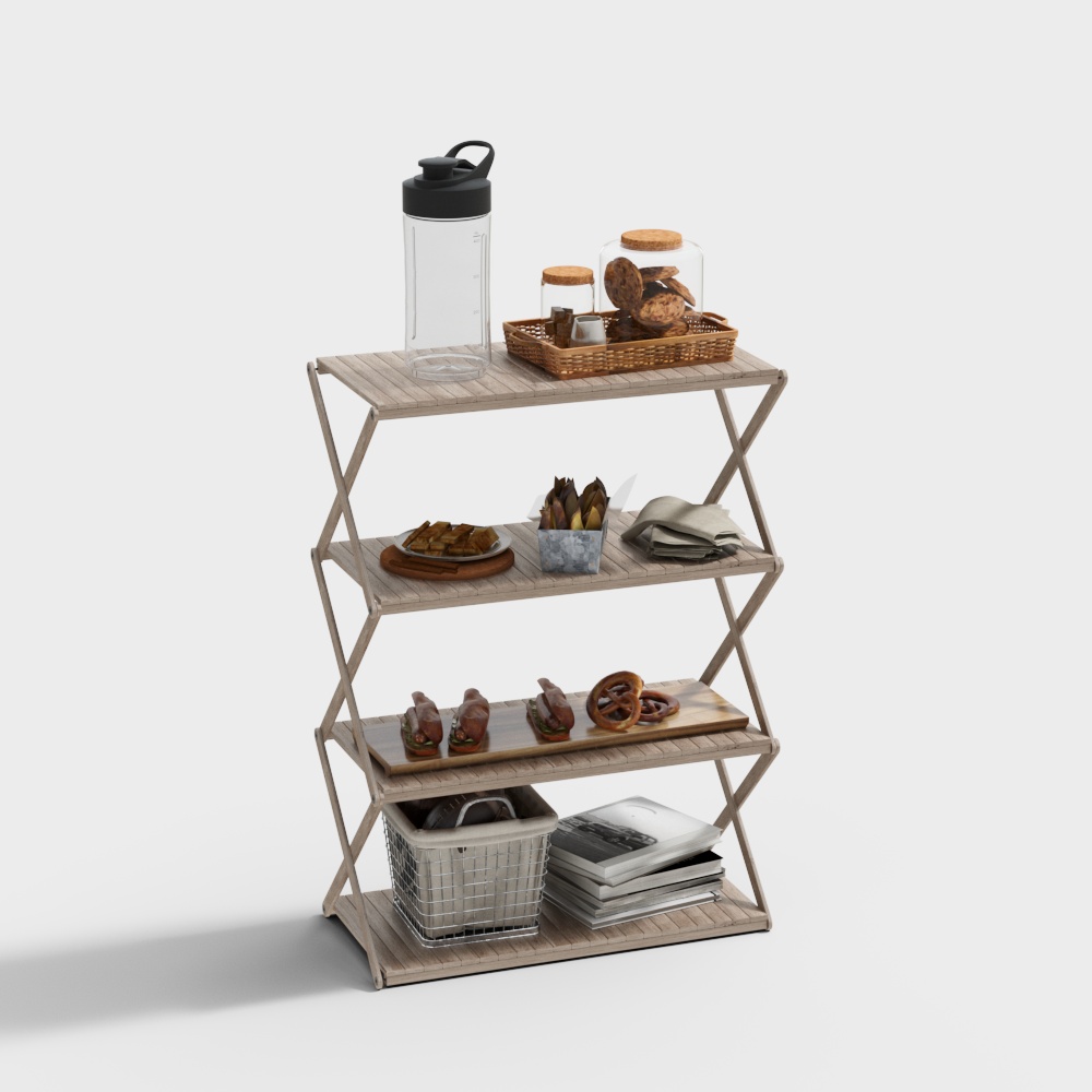 Stylish Low-Poly Folding Storage Rack 3D model