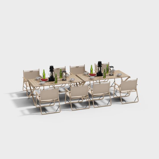 Stylish Outdoor Dining Table and Chairs 3D model