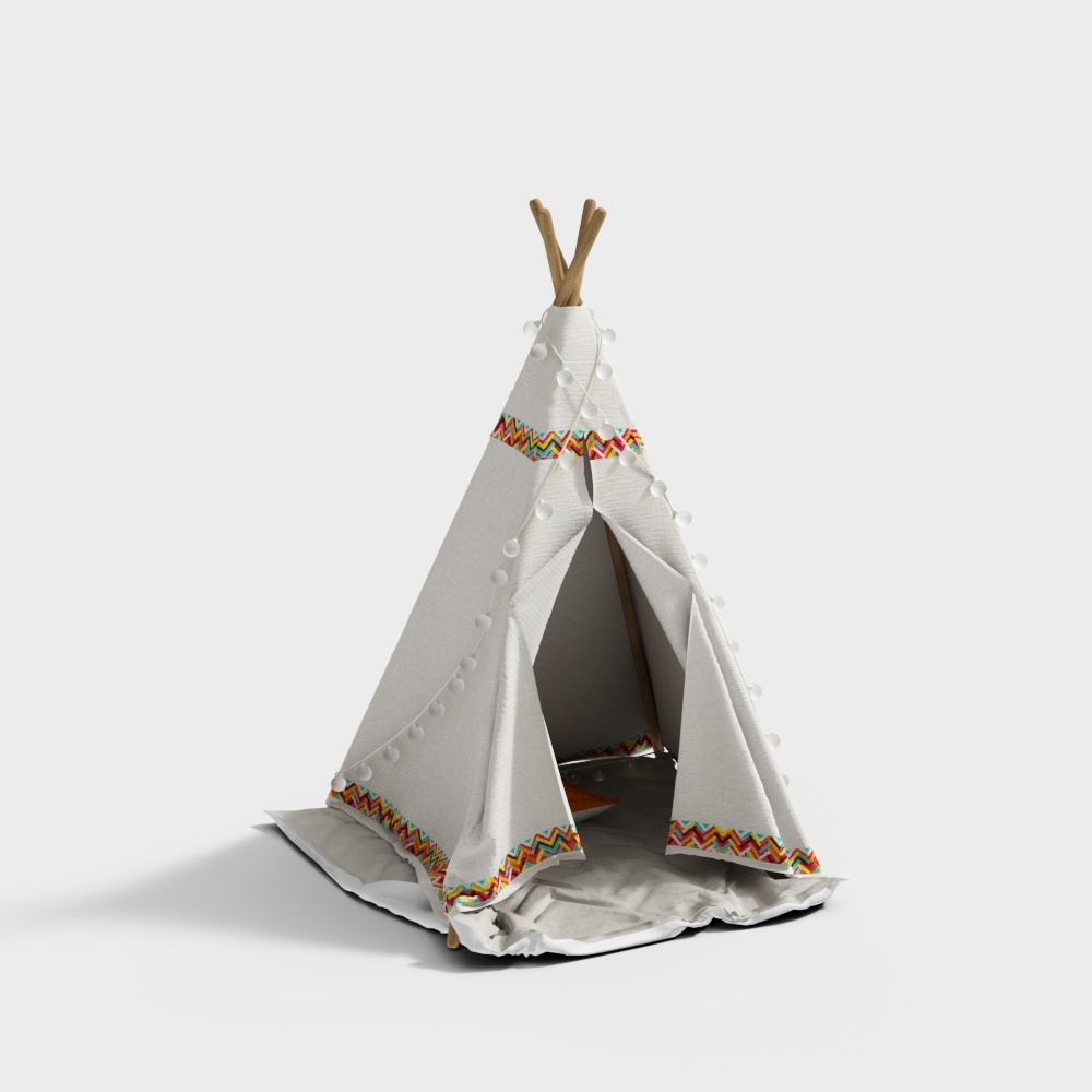 Teepee Tent 3D Model – Low-Poly Canvas Design