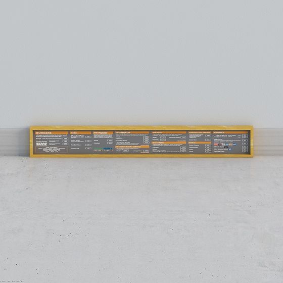 Retro Restaurant Menu Board 3D model