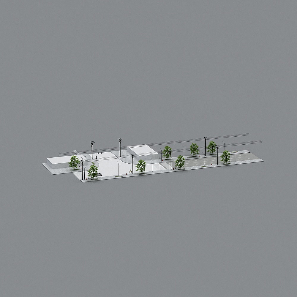 Modern Cityscape 3D Model - Low Poly Design