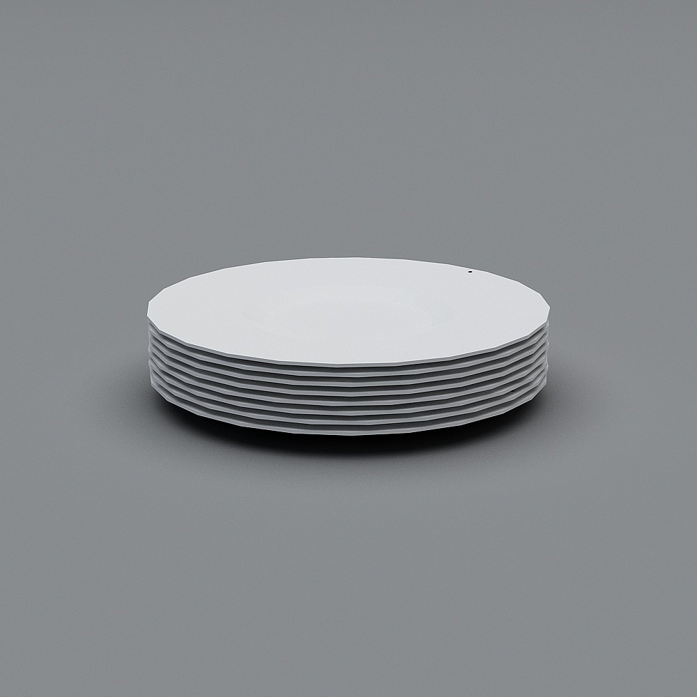 Minimalist Stacked Round Plates 3D model