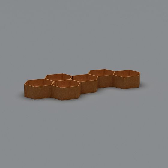 Unique Hexagonal Wooden Storage Shelf 3D model