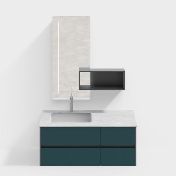 Contemporary Low-Poly Bathroom Cabinet 3D model