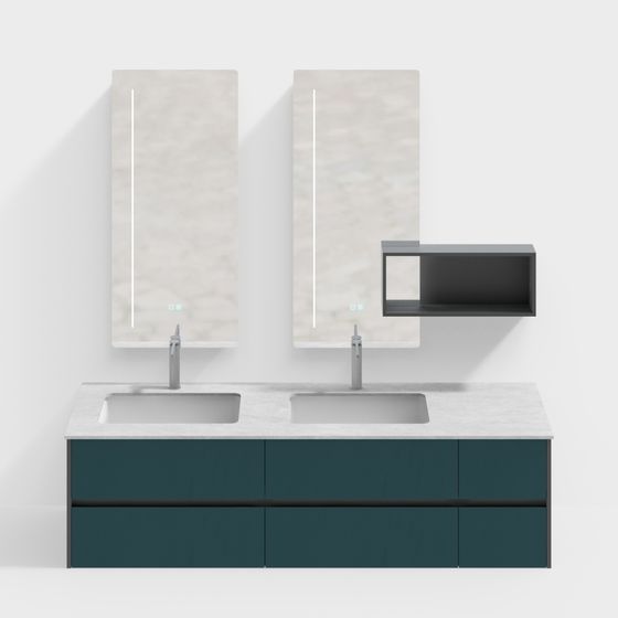 Charming Double Sink Vanity 3D model for Contemporary Interiors