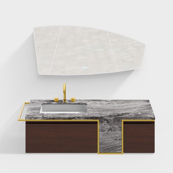 Elegant Low-Poly Bathroom Cabinet 3D model