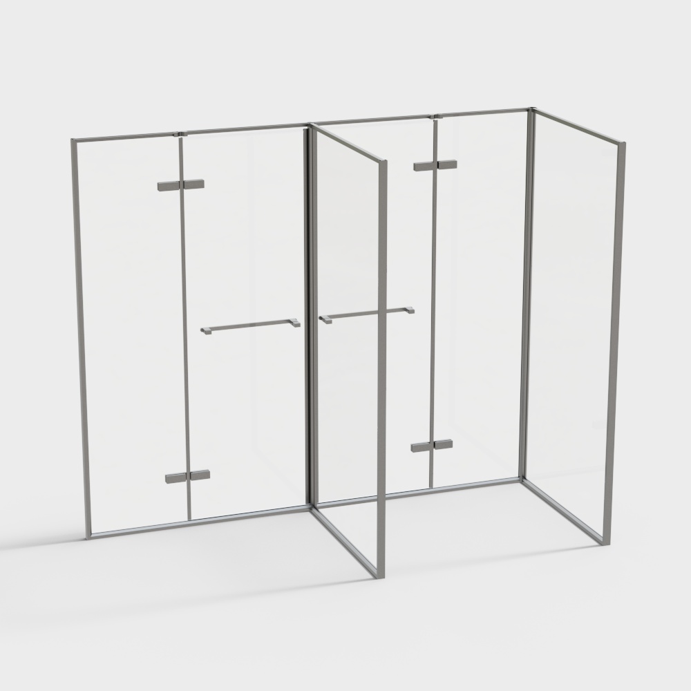 Stylish Glass Shower Room Low-Poly 3D Model