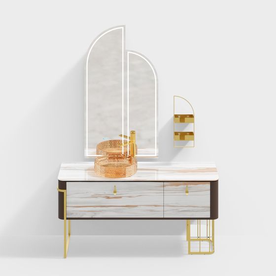 Elegant Marble Vanity Table 3D model