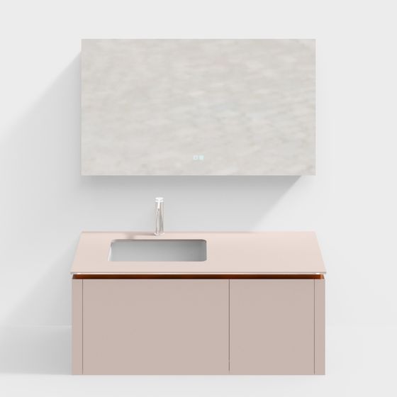 Elegant Low-Polygon Bathroom Cabinet 3D model