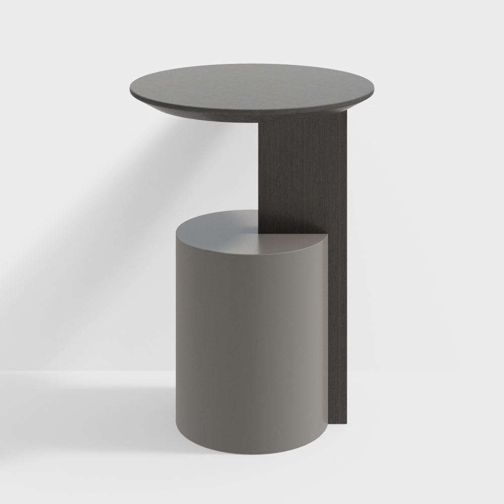 Cylindrical Side Table 3D Model – Minimalist Wood Design