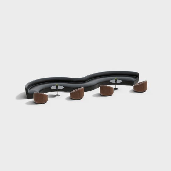 Stylish Low Poly Sofa Set 3D model