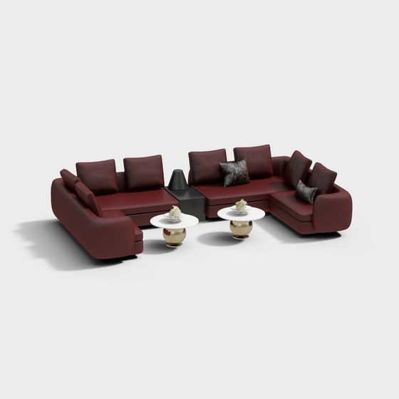 Luxurious Low-Poly Sofa Set 3D model
